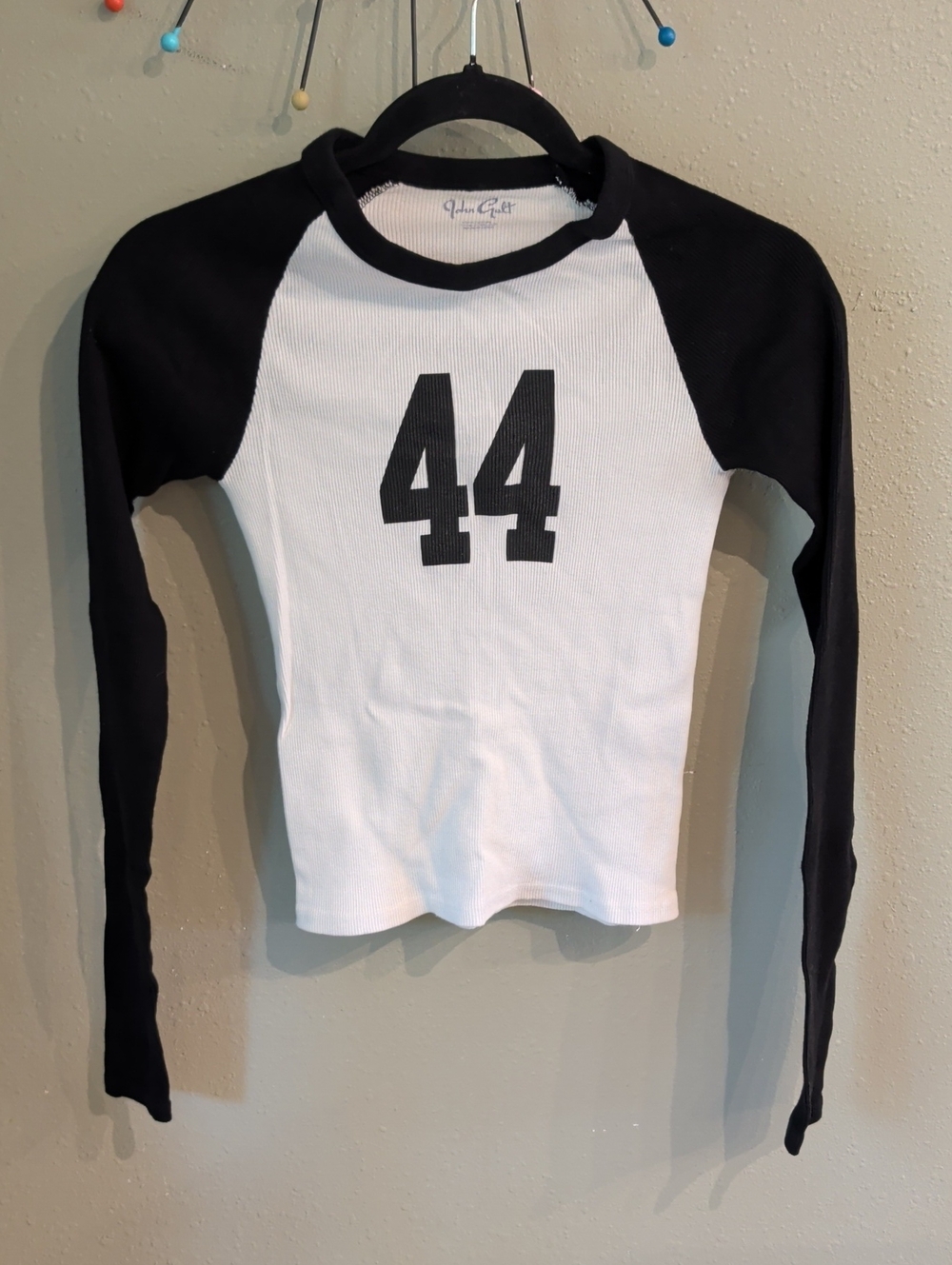 John Galt Brandy Melville Athletic Sports 44 Long Sleeve Ribbed Top Small